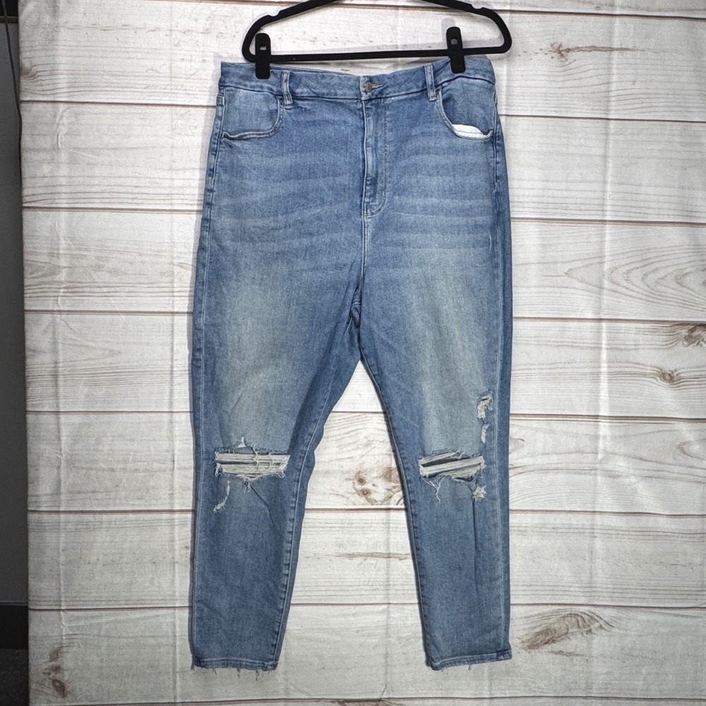American Eagle Curvy Highest Rise Jegging Womens 20 R Blue Distressed Denim